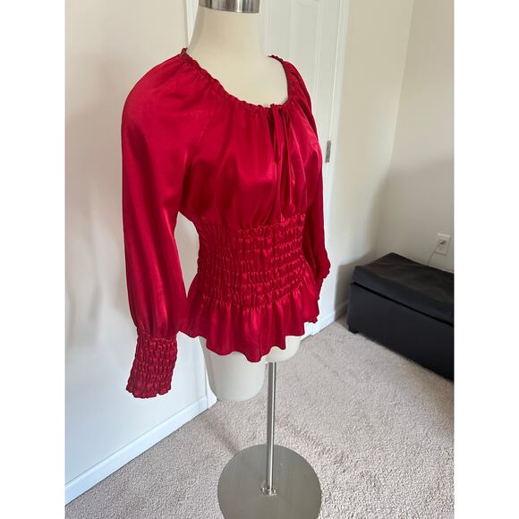 Vintage red Allison Taylor top with ruching, size medium - Picture 5 of 8